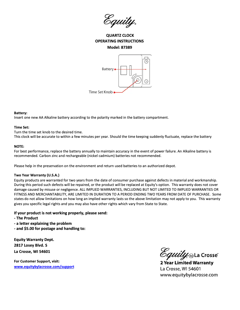 Page n°1 - Manuel utilisateur La Crosse Technology 87389