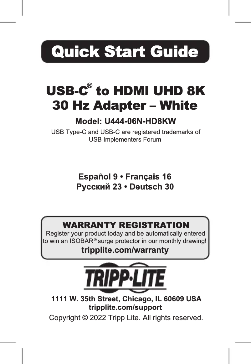 Page 1 de la notice Manuel utilisateur Tripp Lite U444-06N-HD8KW