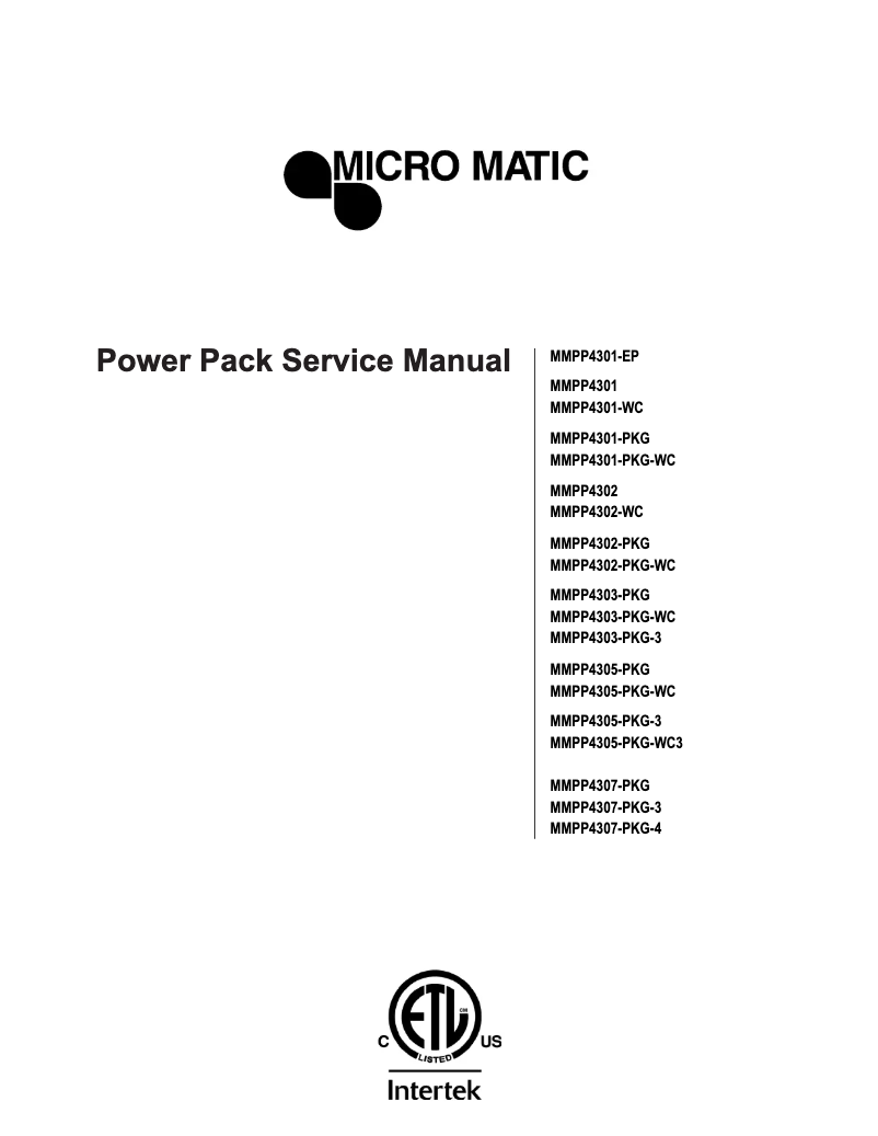 Page 1 de la notice Manuel utilisateur Micro Matic MMPP4307-PKG4
