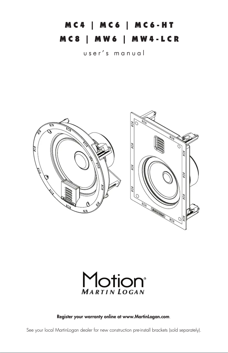 Page n°1 - Manuel utilisateur Martin Logan Motion MC8