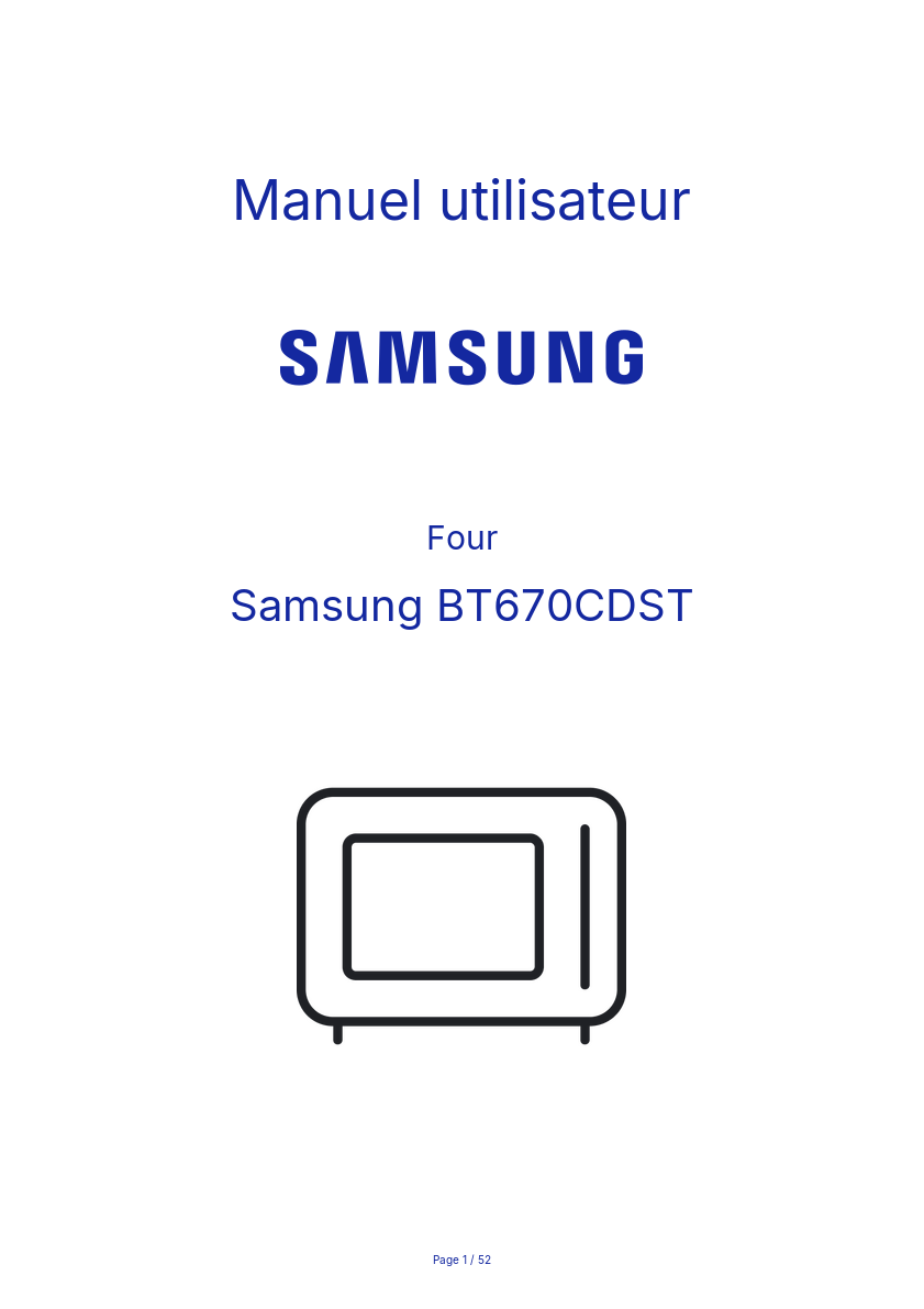 Page n°1 - Manuel utilisateur Samsung BT670CDST