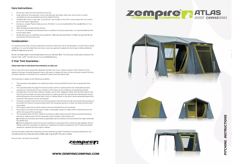 Page 1 de la notice Manuel utilisateur Zempire Atlas