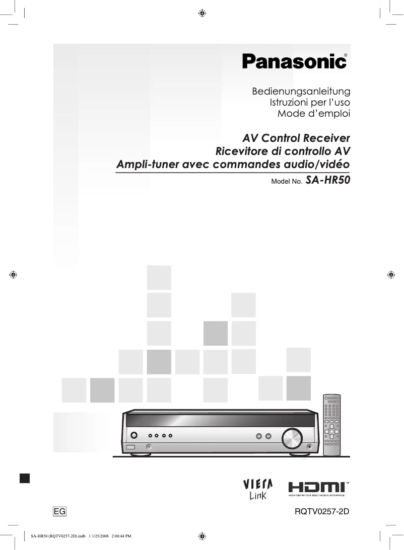 Page 1 de la notice Manuel utilisateur Panasonic SA-HR50