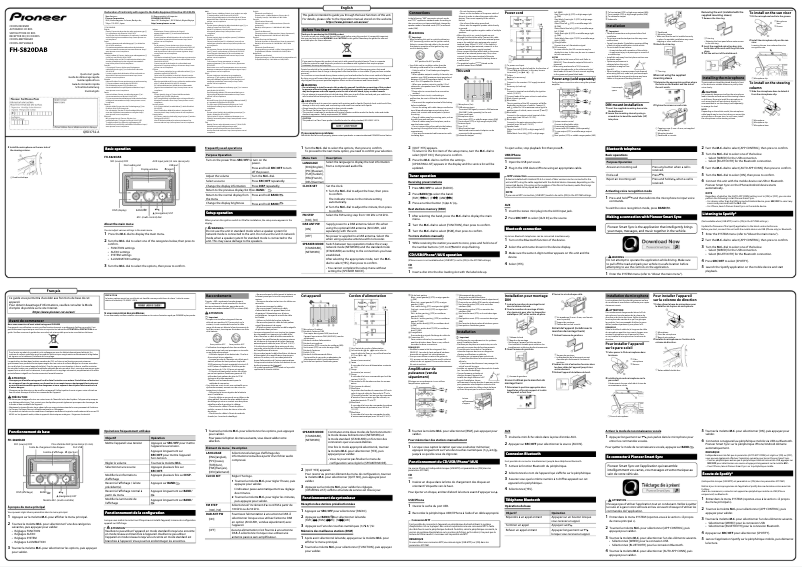Page 1 de la notice Guide de démarrage rapide Pioneer FH-S820DAB