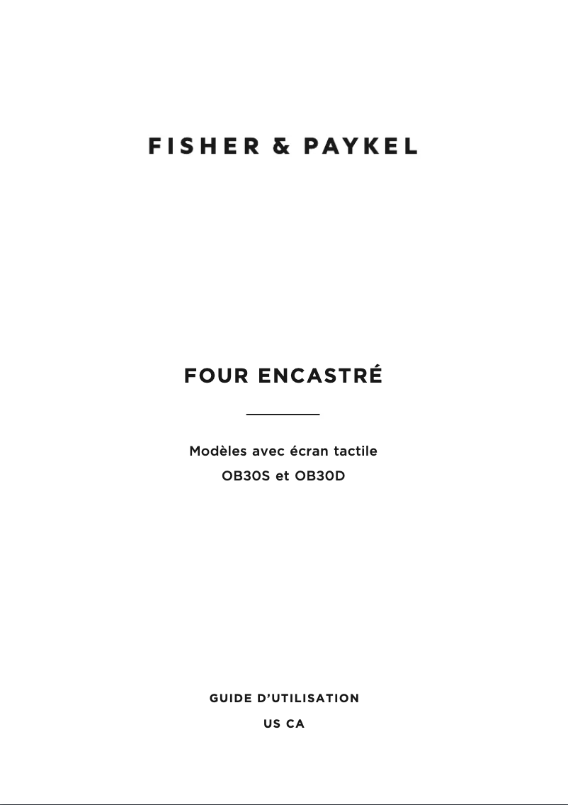 Page n°1 - Manuel utilisateur Fisher & Paykel OB30SDPTX1