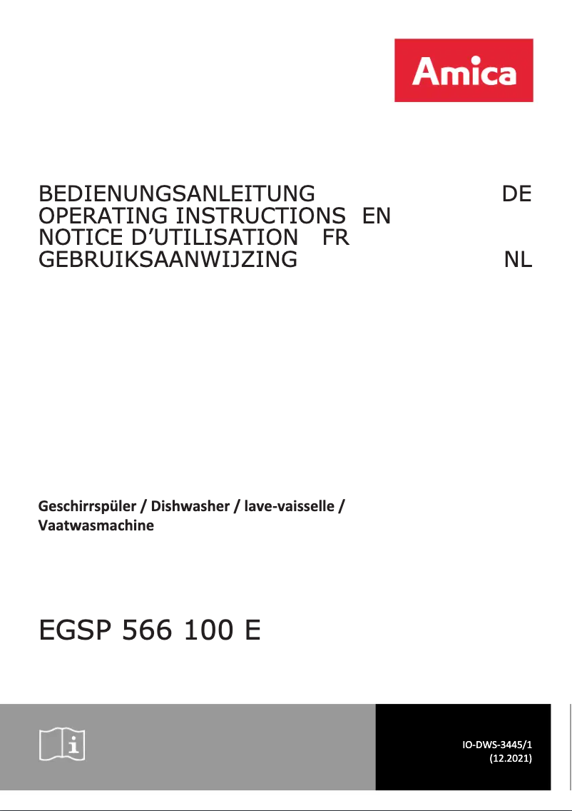 Page n°1 - Manuel utilisateur Amica EGSP 566 100 E