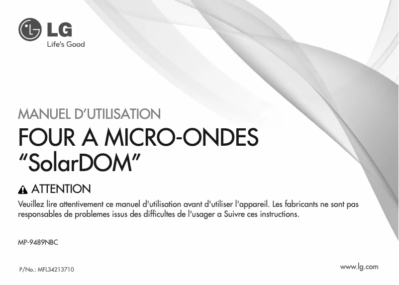 Page n°1 - Manuel utilisateur LG MP-9489NBC