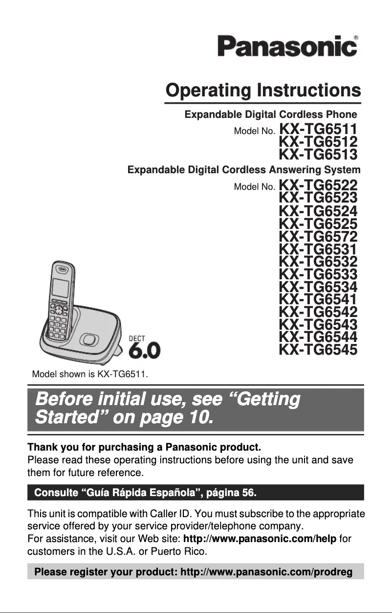 Image de la première page du manuel de l'appareil KX-TG6533B