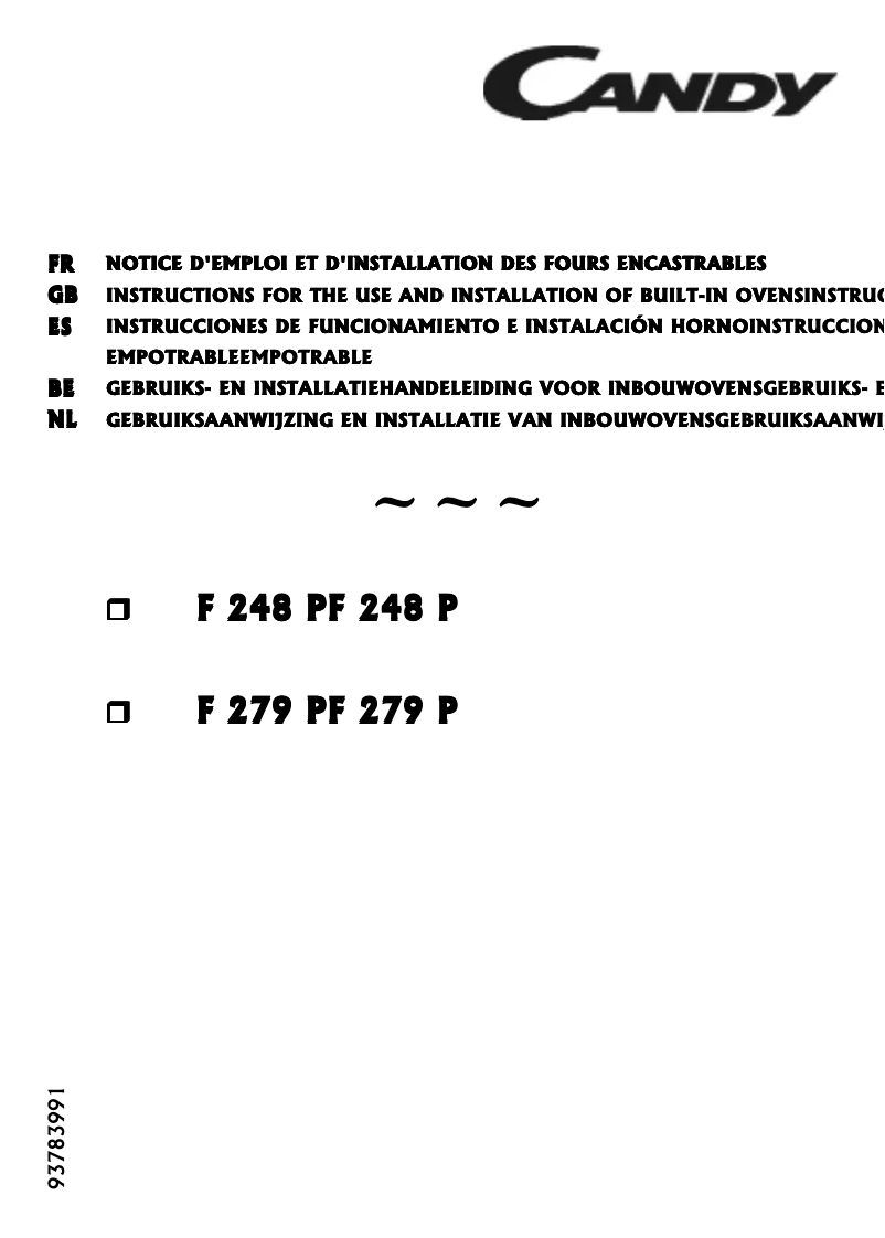 Page 1 de la notice Manuel utilisateur Candy FO F 248 PX