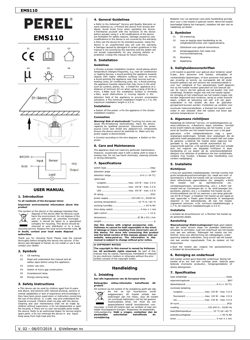 Página 1 del manual Manual de usuario Perel EMS110