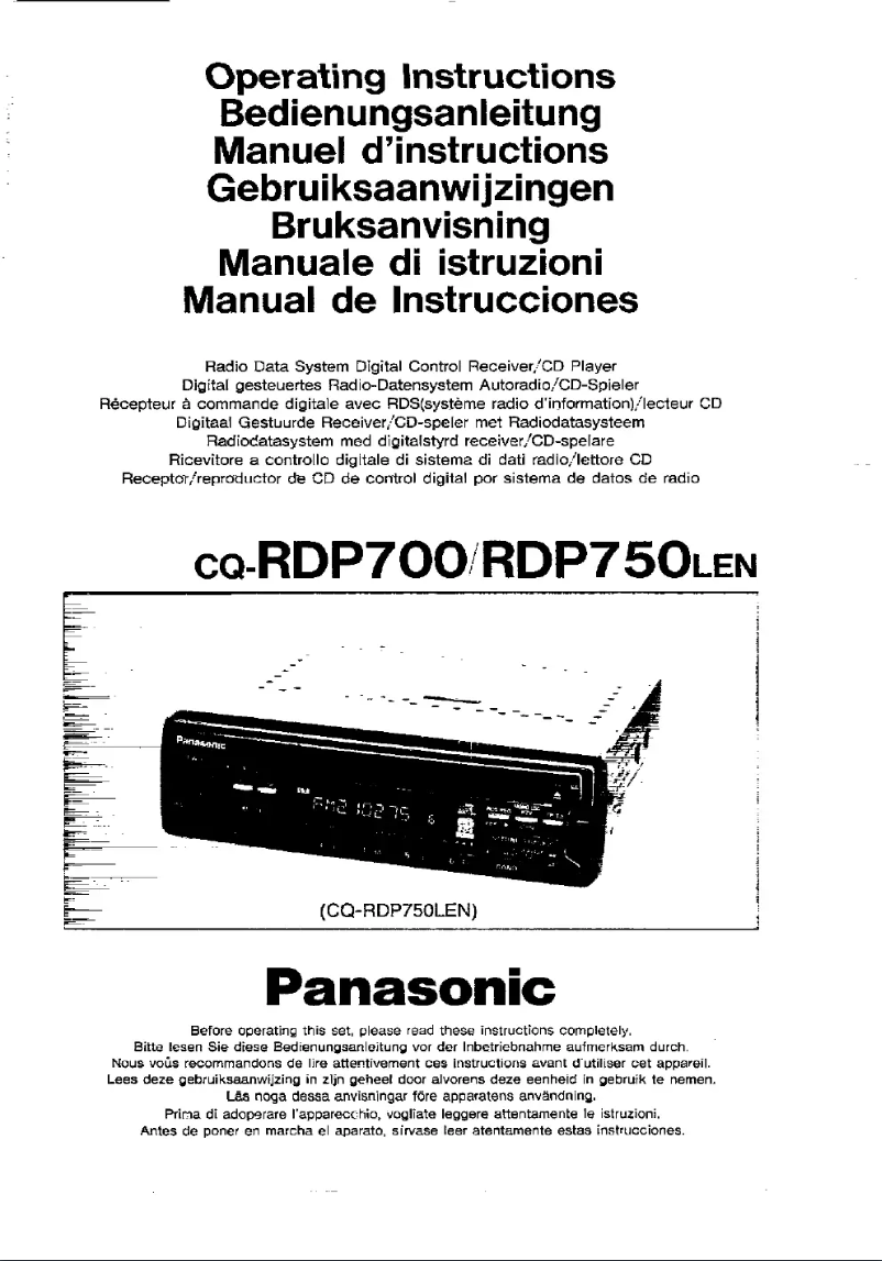 Page 1 de la notice Manuel utilisateur Panasonic CQ-RDP750LEN