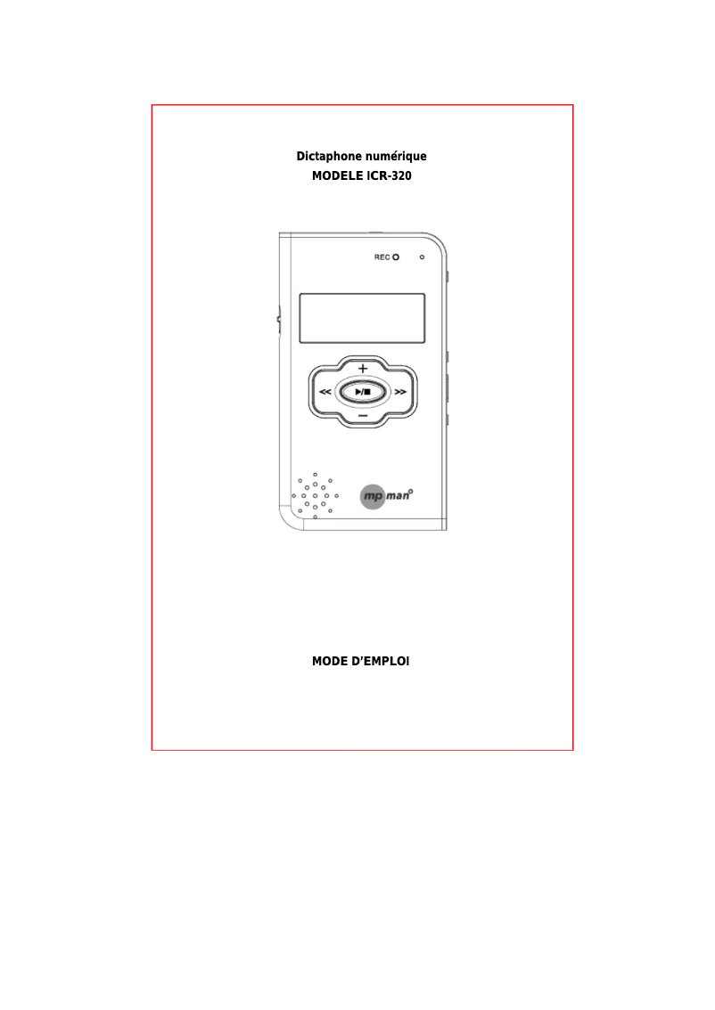 Page n°1 - Manuel utilisateur Mpman ICR-320