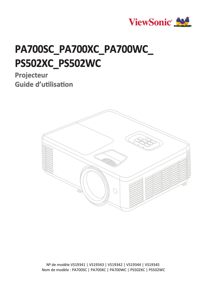 Page 1 de la notice Manuel utilisateur Viewsonic PA700WC