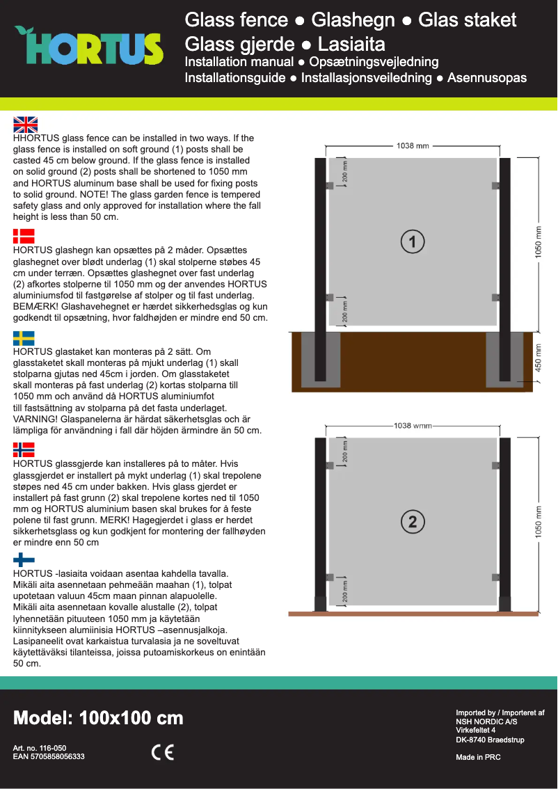 Page n°1 - Manuel utilisateur Hortus 116-050