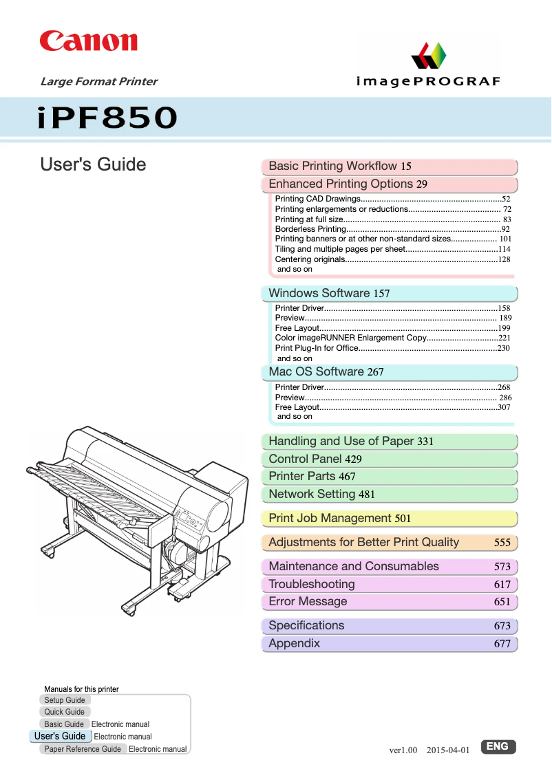 Image de la première page du manuel de l'appareil imagePROGRAF iPF830