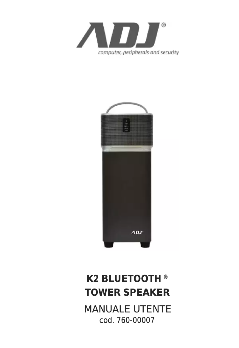 Page 1 of the manual User Manual Adj K2 Bluetooth Tower Speaker