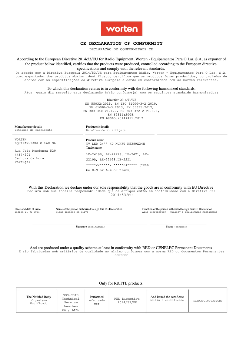 First page image of the manual for K5389X24H