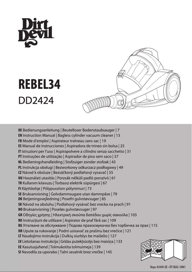 Page 1 de la notice Manuel utilisateur Dirt Devil Rebel 34 Pet