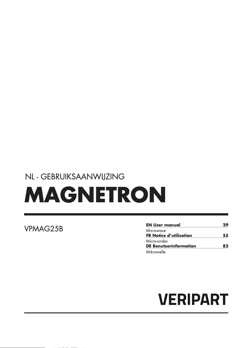Page 1 de la notice Manuel utilisateur Veripart VPMAG25B