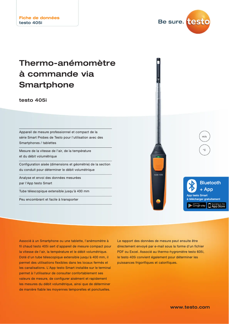 Página 1 del manual Ficha técnica Testo 405i