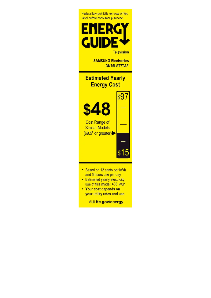 Page n°1 - Label énergétique Samsung QN75LST7TAFXZA