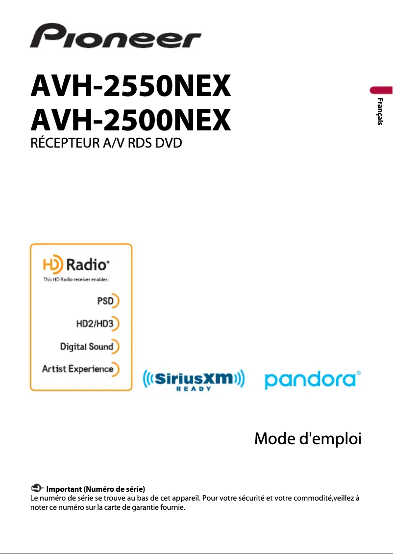 Page n°1 - Manuel utilisateur Pioneer AVH-2500NEX