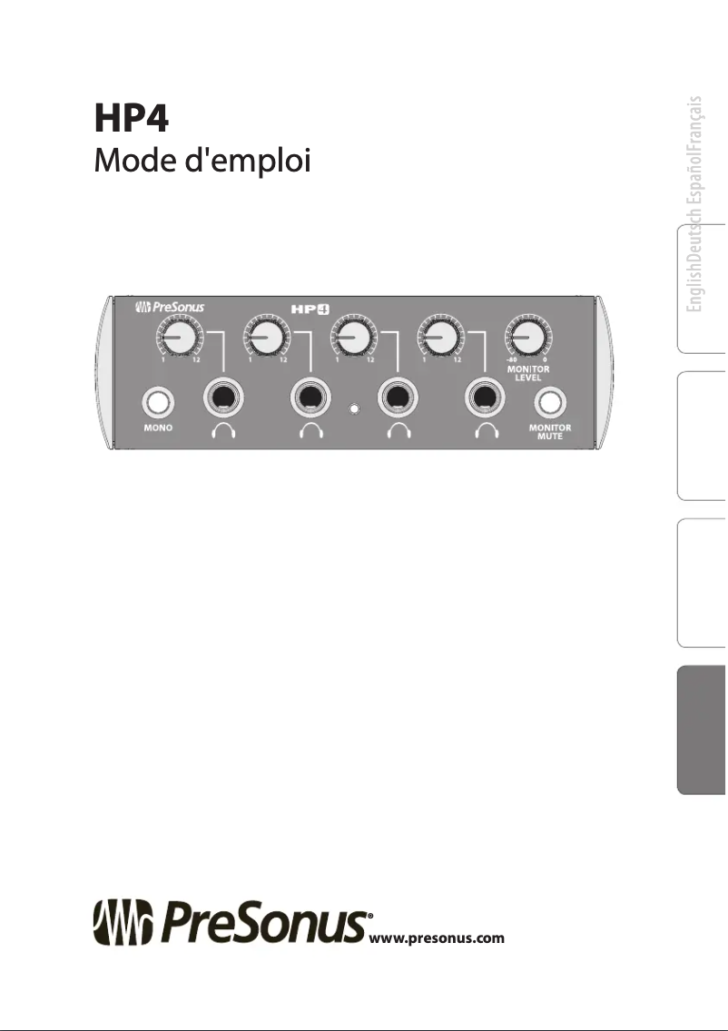 Page 1 de la notice Manuel utilisateur PreSonus HP4