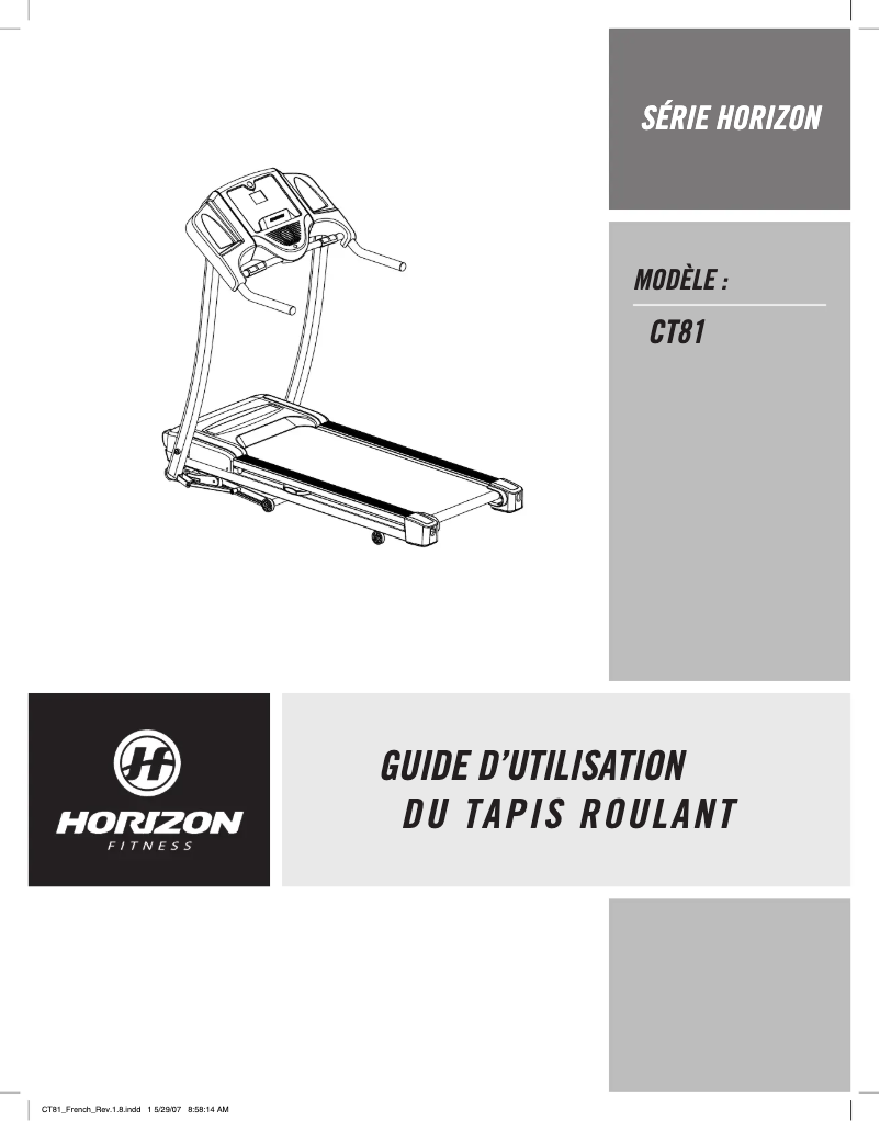 Página 1 del manual Manual de usuario Horizon Fitness CT81