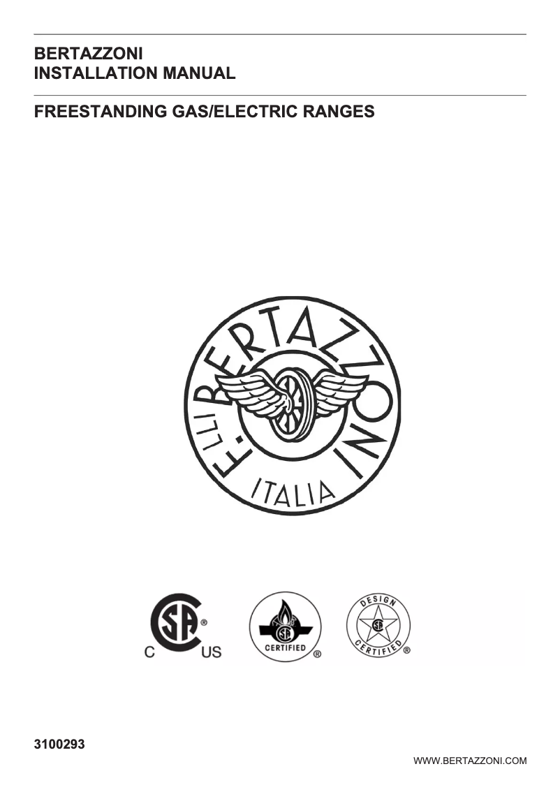 Page 1 de la notice Guide d'installation Bertazzoni MAST366DFSXT