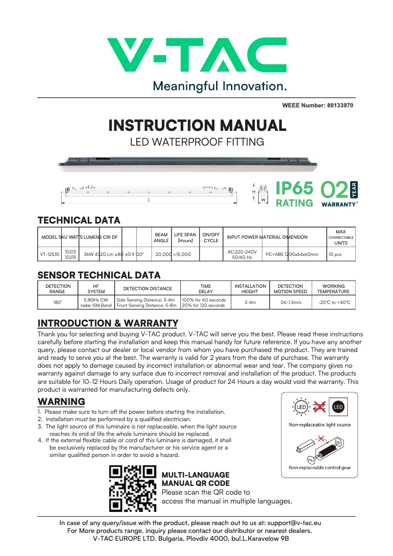 Página 1 del manual Manual de usuario V-TAC VT-1253S