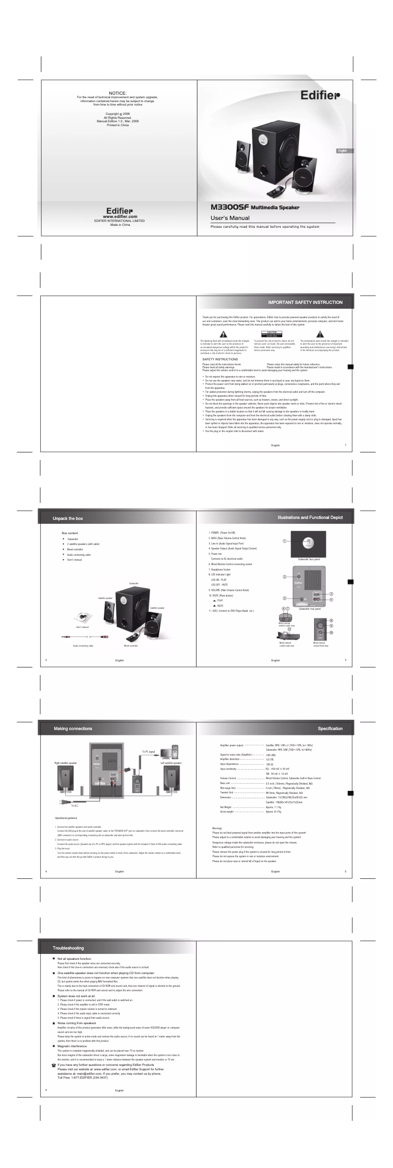 Image de la première page du manuel de l'appareil M3300SF