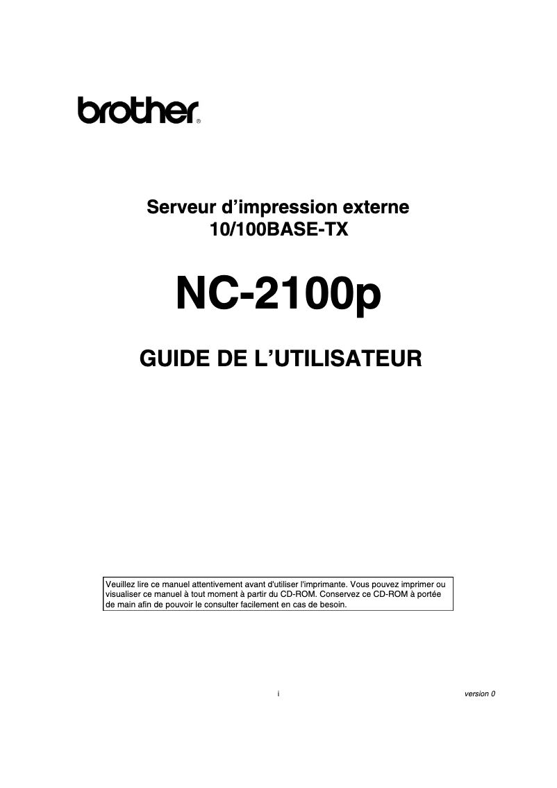 Page n°1 - Manuel utilisateur Brother NC-2100p