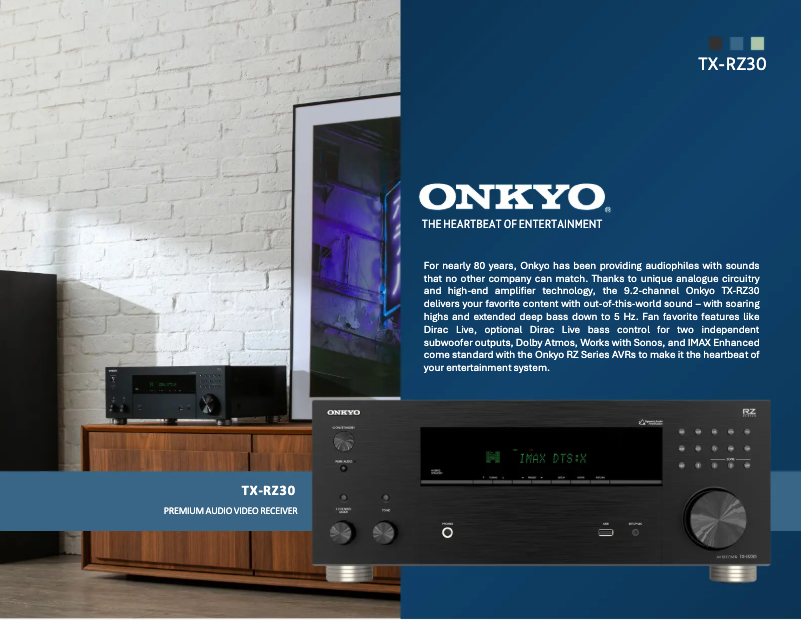 Page 1 de la notice Fiche technique Onkyo TX-RZ30