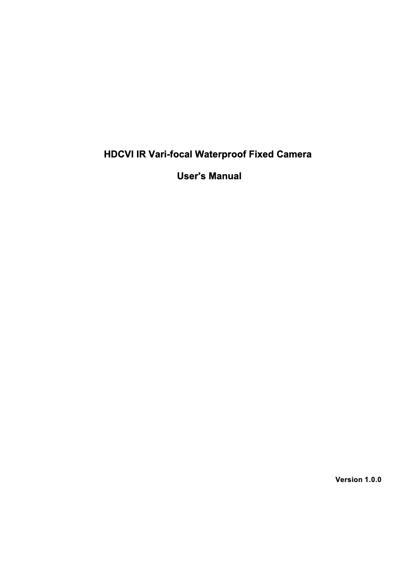 Page 1 de la notice Manuel utilisateur Dahua Technology HAC-HFW1200RN-VF