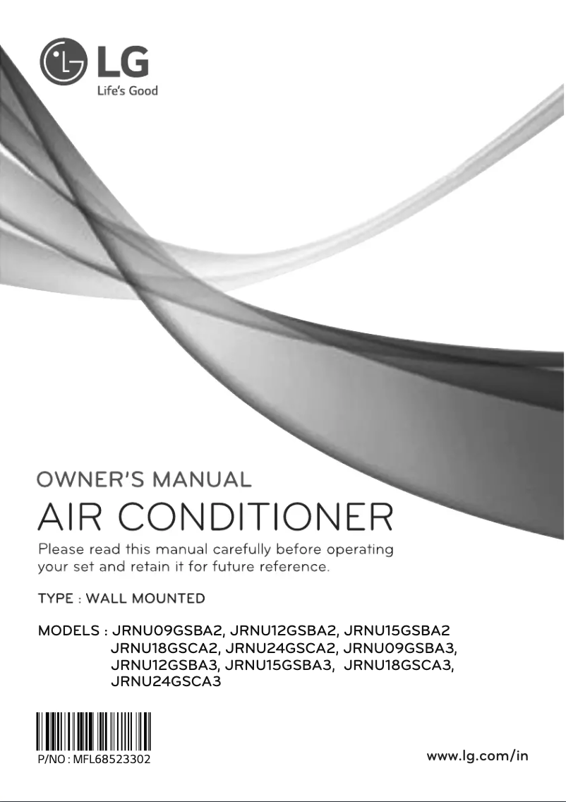 Page 1 of the manual User Manual LG JRNU18GSCA3