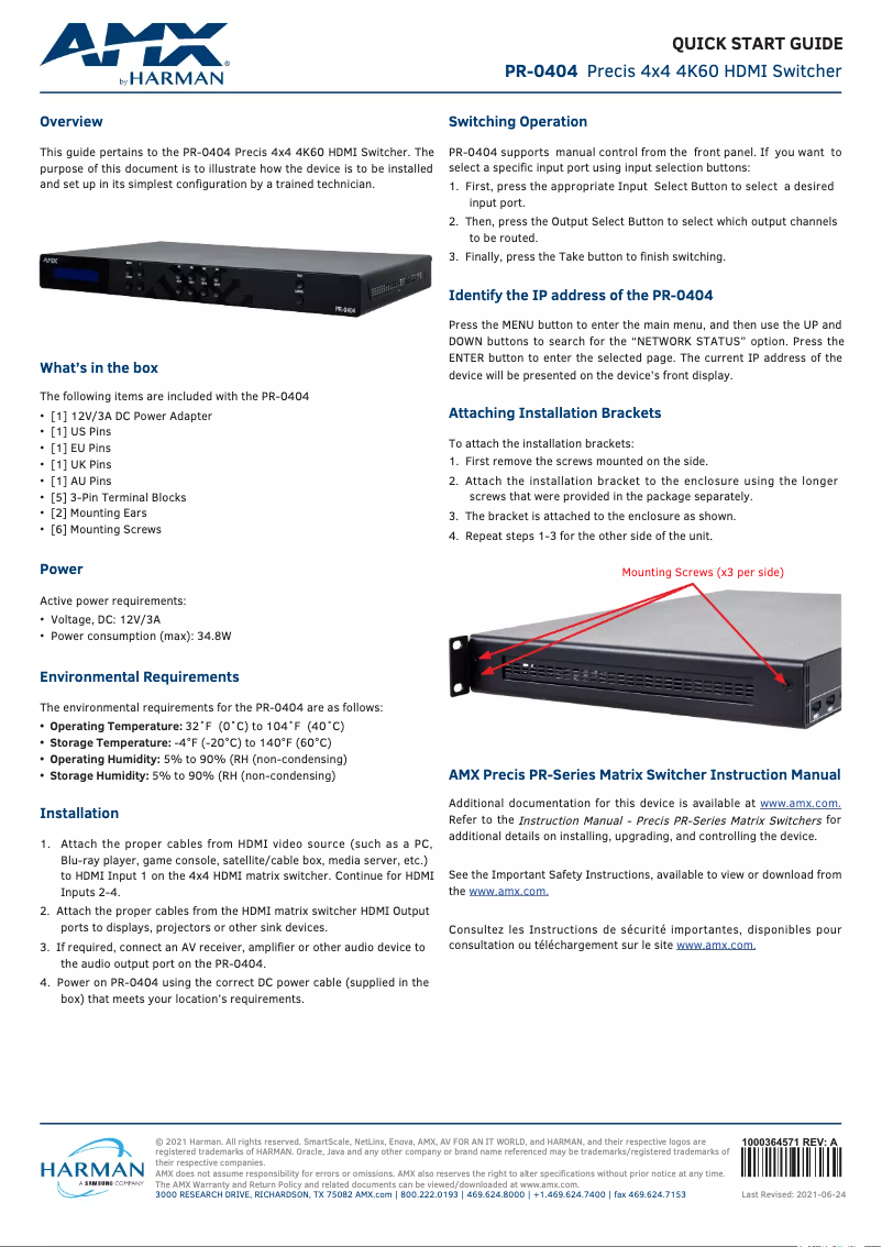 Image de la première page du manuel de l'appareil PR-0404