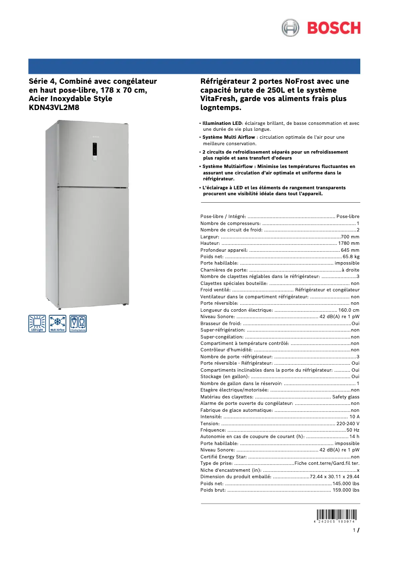 Imagen de la primera página del manual del dispositivo KDN43VL2M8