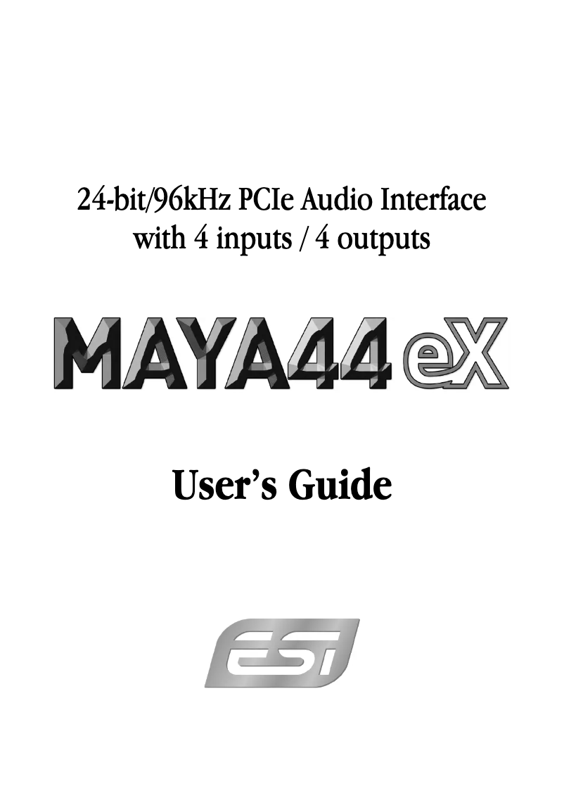 Page n°1 - Manuel utilisateur ESI MAYA44 eX