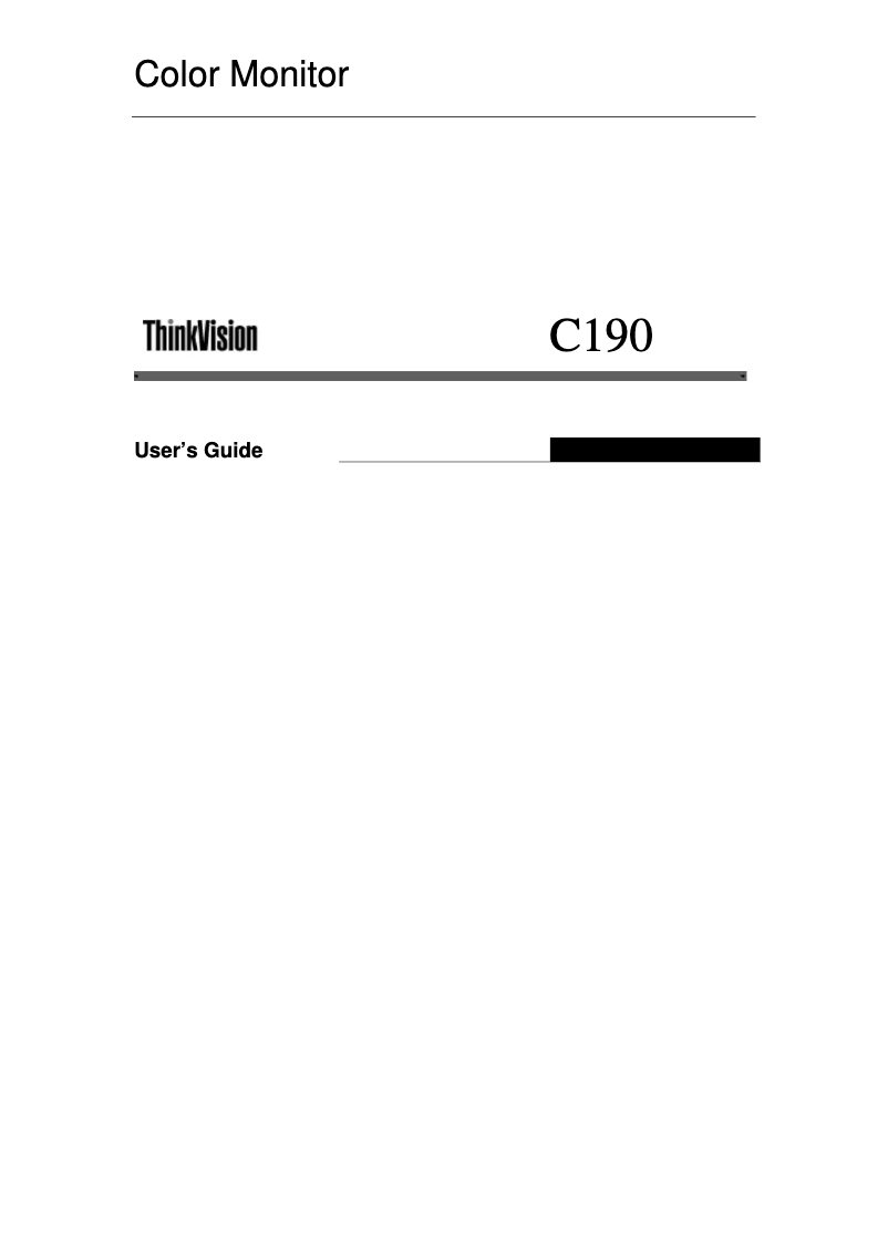 Page n°1 - Manuel utilisateur Lenovo ThinkVision C190