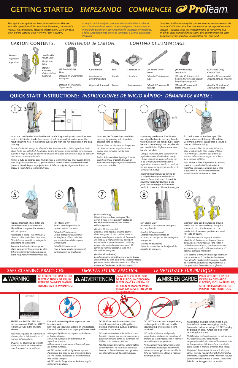 Page n°1 - Guide de démarrage rapide ProTeam ProForce 1200XP