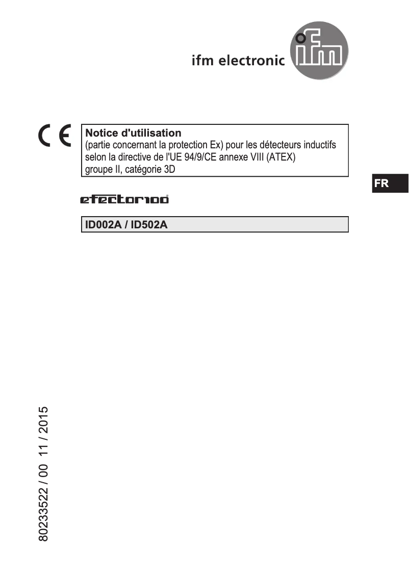 Page n°1 - Manuel utilisateur IFM ID002A