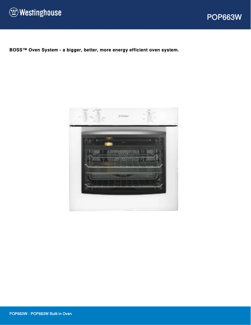 Page 1 de la notice Fiche technique Westinghouse POP663W