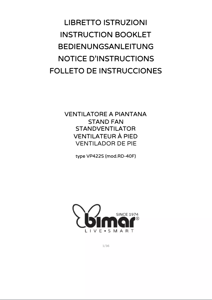 Page 1 de la notice Manuel utilisateur Bimar VP422S