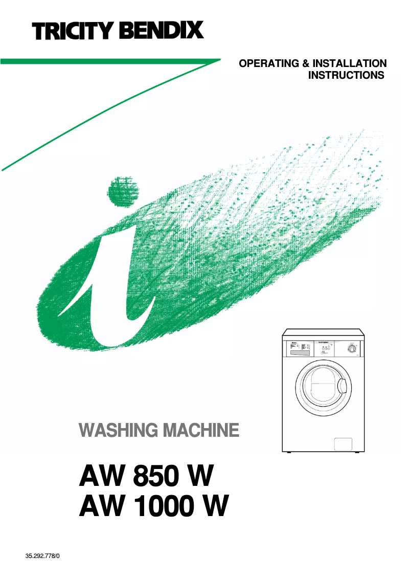 Page n°1 - Manuel utilisateur Tricity Bendix AW 1000 W
