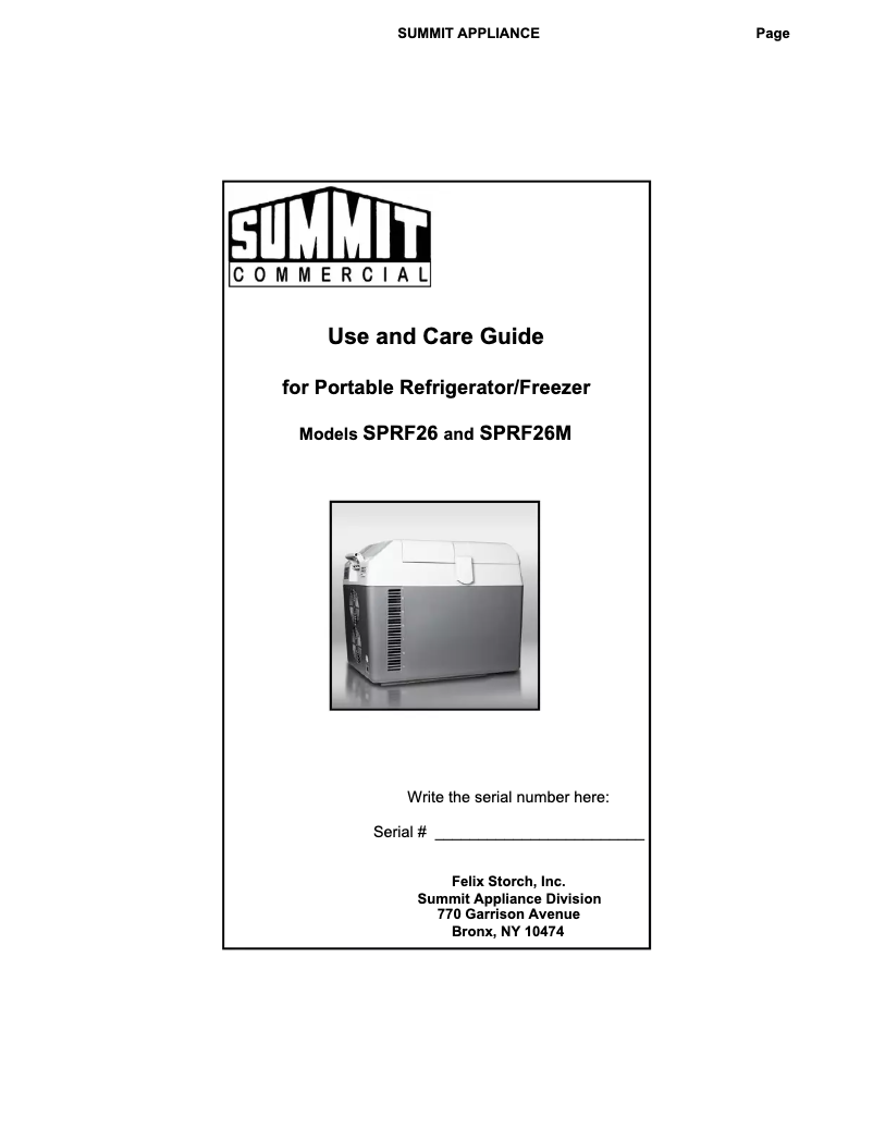 Page 1 de la notice Manuel utilisateur Accucold SPRF26