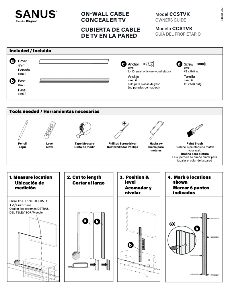 Page 1 de la notice Manuel utilisateur Sanus CCSTVK