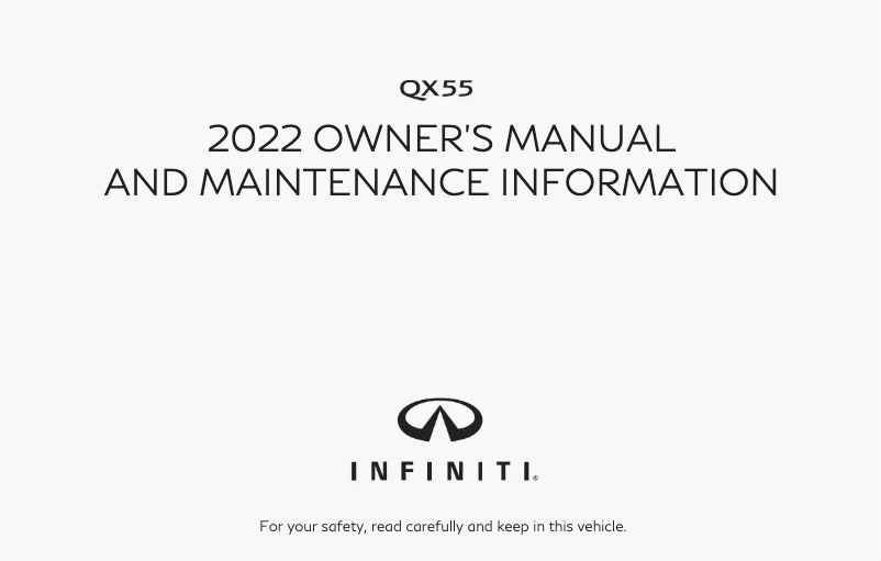 Page n°1 - Manuel utilisateur Infiniti QX55 (2022)