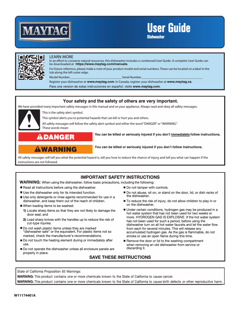 Page 1 de la notice Manuel utilisateur Maytag MDB4949SHW