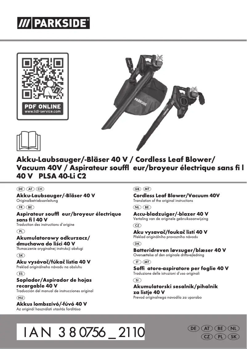 Image de la première page du manuel de l'appareil PLSA 40-Li C2