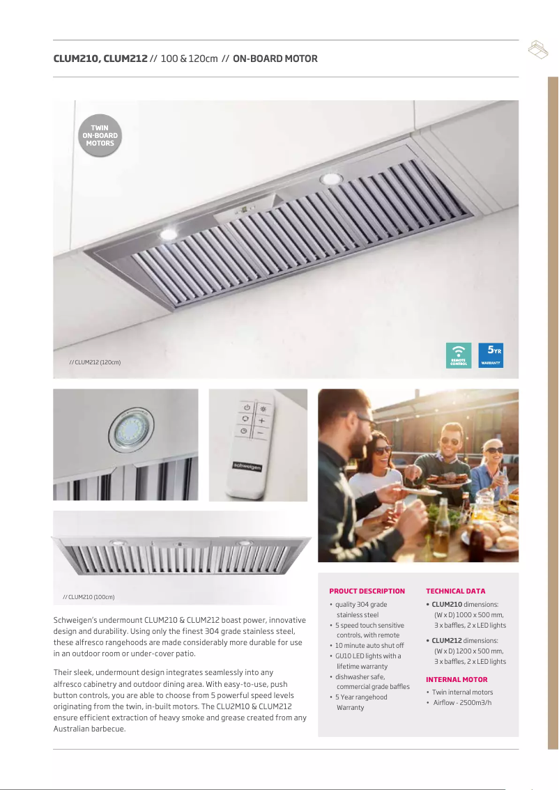 Page 1 de la notice Fiche technique Schweigen CLUM212